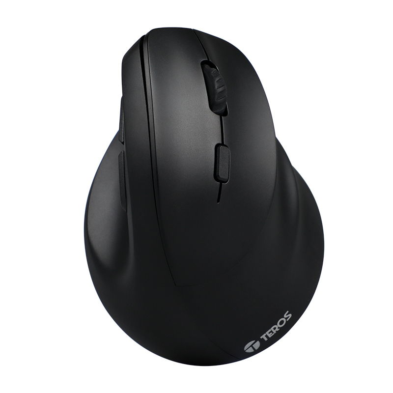 Mouse Teros TE-5169N, Doble Modo: 2.4G+Bluetooth, 2400 DPI, Vertical, Negro