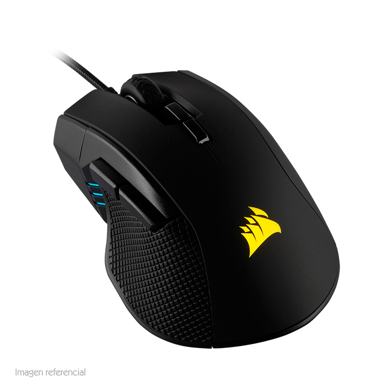 Mouse óptico Corsair Ironclaw RGB Gaming, 18 000 dpi, 7 botones, Negro, USB.