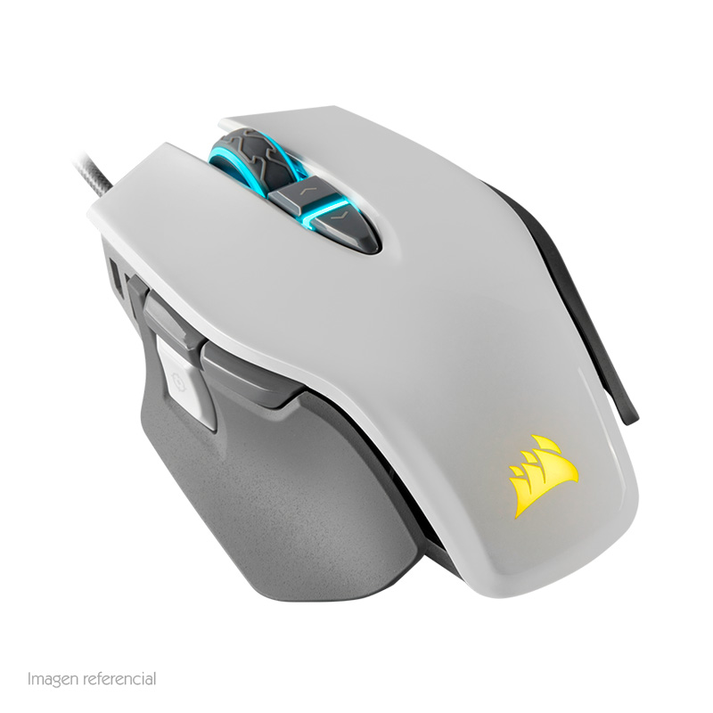Mouse óptico Corsair M65 RGB Elite FPS Gaming, 18 000 dpi, USB, 9 botones, blanco.