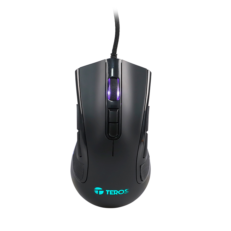 Mouse Teros TE-5167N, Óptico, USB, 12800 DPI, RGB, Negro