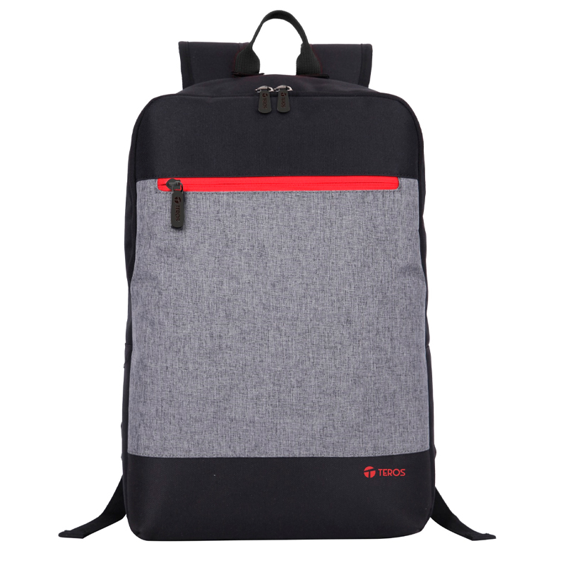 Mochila Teros TE-IDS18586, Poliéster, notebook hasta 15.6", negro+gris+rojo