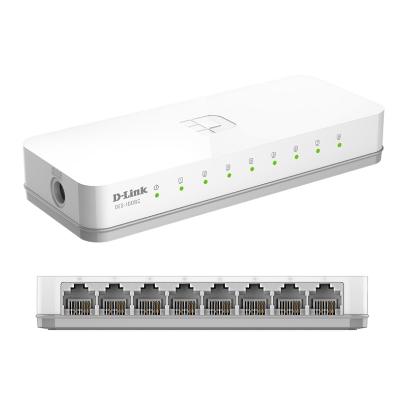 Switch D-Link DES-1008C, 8 RJ-45 10/100 Mbps, Auto MDI/MDI-X, Presentación en caja.