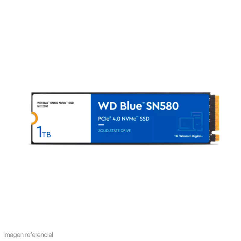 Unidad de estado solido Western Digital Blue SN580 1TB M.2 2280, PCIe Gen 4.0 x4 NVMe 1.4b