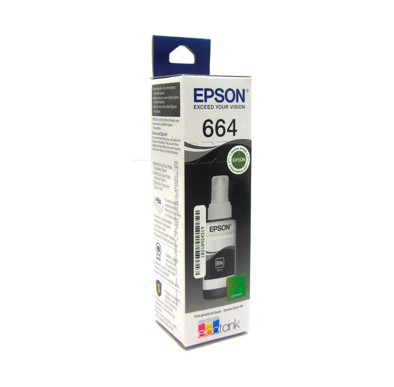 botella de tinta epson t664120, color negro, contenido 70ml, para impresoras epson l2