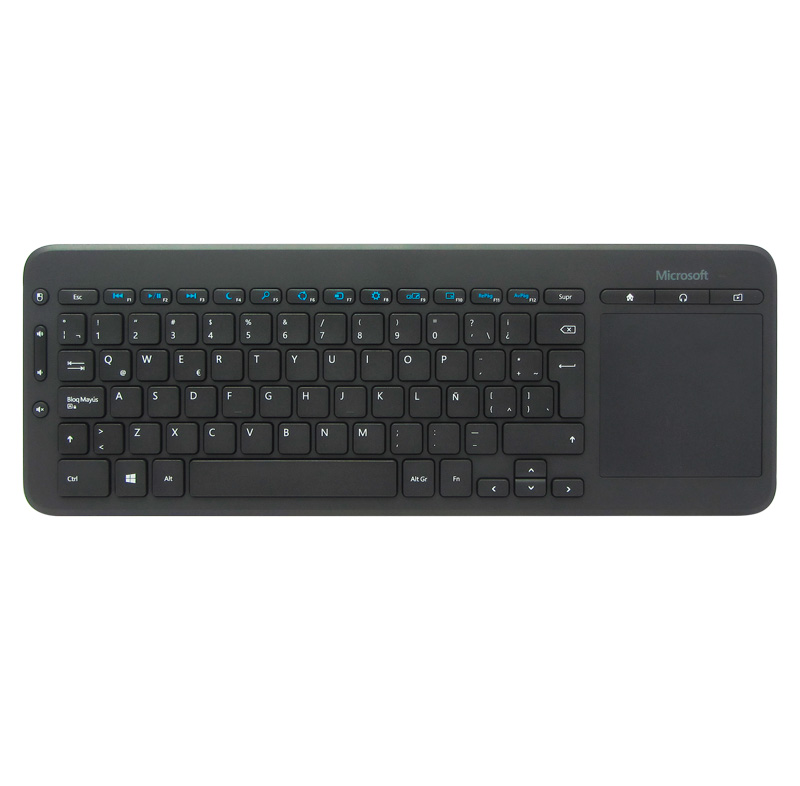 Teclado inalámbrico Microsoft All-in-One Media, receptor USB, Multimedia 2.4GHz, touchpad.