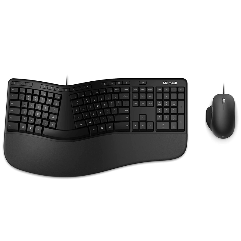 Kit de Teclado + Mouse Microsoft Ergonomic Desktop, Interfaz USB, Español, Color Negro