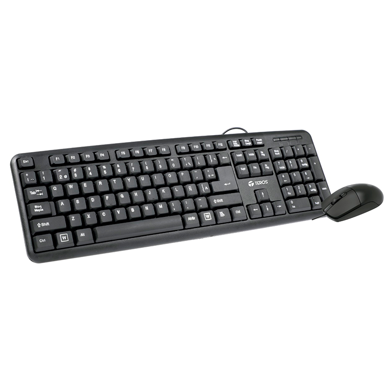 [kbmste4062n] Kit Teclado y Mouse Teros TE4062N, USB, acabado elegante, Negro, Español, Óptico.
