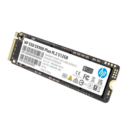 Unidad en estado solido HP EX900 PLUS, M.2 2280, 512GB, PCIe 3.0 x4, NVMe 1.3