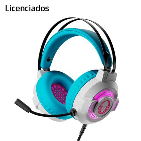 AUDIFONO C/MICROF. LICENCIADO XTECH GAMING GHOST SPIDER 50MM 2 PLUG-3.5MM/USB LED WHITE/TURQUESE (XTH-M565SG)