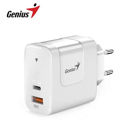 CARGADOR DE PARED GENIUS PD-65AC 65W FAST CHARGE 1 USB-C 1 USB-A WHITE (32590010400)