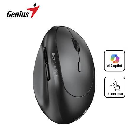 MOUSE GENIUS ERGO 8350S AI COPILOT DUAL WIRELESS/BT VERTICAL 6-BOT SILENT DARK GREY (31030041400)
