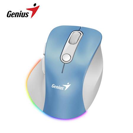 MOUSE GENIUS ERGO 9000S PRO RECARGABLE DUAL WIRELESS/BT 6-BOT SILENT RGB LIGHT BLUE (31030039401)