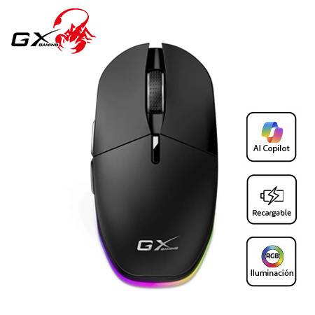 MOUSE GENIUS GX SCORPION M8250 AI COPILOT RECARGABLE WIRELESS/BT 3200 DPI 6-BOT RGB BLACK (31060001401)