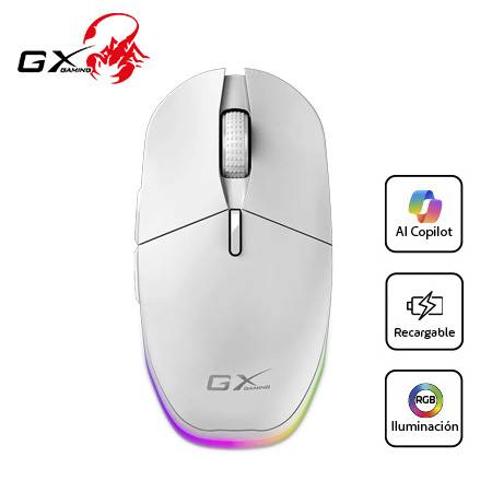 [0029682] MOUSE GENIUS GX SCORPION M8250 AI COPILOT RECARGABLE WIRELESS/BT 3200 DPI 6-BOT RGB WHITE (31060001400)