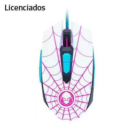 MOUSE LICENCIADO XTECH GAMING GHOST SPIDER USB 2400 DPI 7-BOT PROGRAMABLES CABLE TRENZADO LED WHITE/TURQUESE (XTM-M520SG)