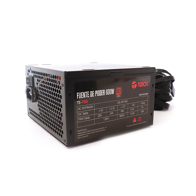 [pste7160wbrzv1] Fuente de alimentación CERTIFICADA Teros TE7160, ATX, 600W, 80 Plus Bronze, 100V - 240VAC