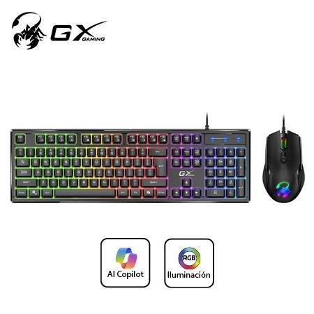TECLADO GENIUS + MOUSE GX SCORPION KM-GX6 AI COPILOT GAMING RGB 19 TECLAS ANTI-GHOSTING 3200DPI BLACK (31330010401)