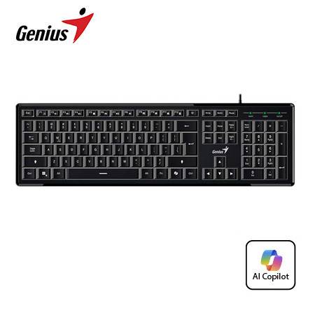 TECLADO GENIUS SLIMSTAR 820 AI COPILOT RETROILUMINADO USB SP BLACK (31310055401)