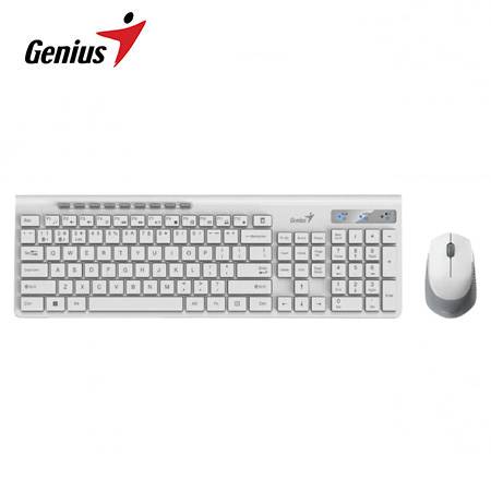 TECLADO GENIUS + MOUSE DUAL WIRELESS/BT SLIMSTAR 8230 AI COPILOT MULTIMEDIA SP WHITE (31340015401)