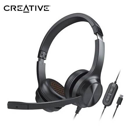 AUDIFONO C/MICROF. CREATIVE CHAT USB 40MM USB-C/ADAPTADOR USB-A NOISE-CANCELLING MUTE BLACK (51EF0980AA000)
