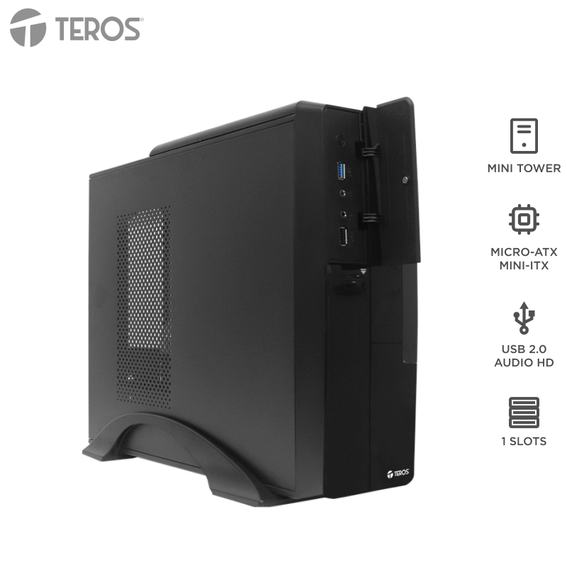 [459563] Case Teros TE-1039S, Slim, 250 W, USB 3.0 / USB 2.0, Audio HD, DVD, Negro