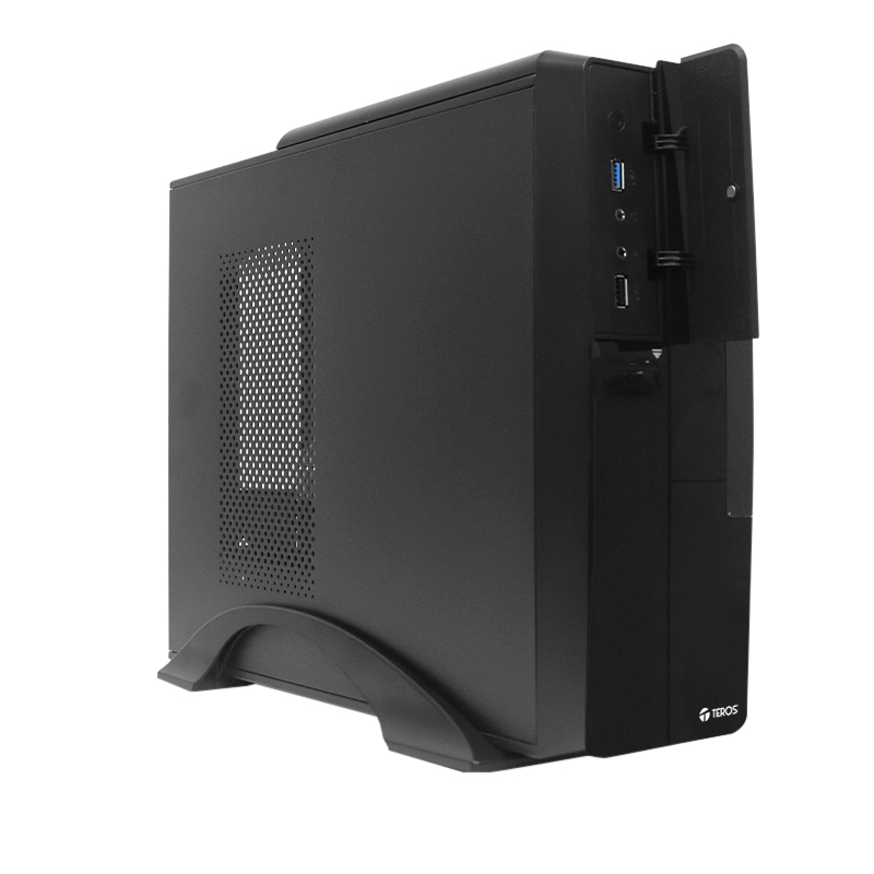 Case Teros TE-1039S, Slim, 250 W, USB 3.0 / USB 2.0, Audio HD, DVD, Negro