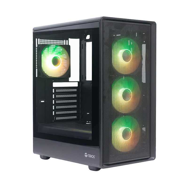 [478208] Case sin fuente gamer TEROS TE-1323G, ITX, M-ATX, ATX, 3.5" y 2.5", negro