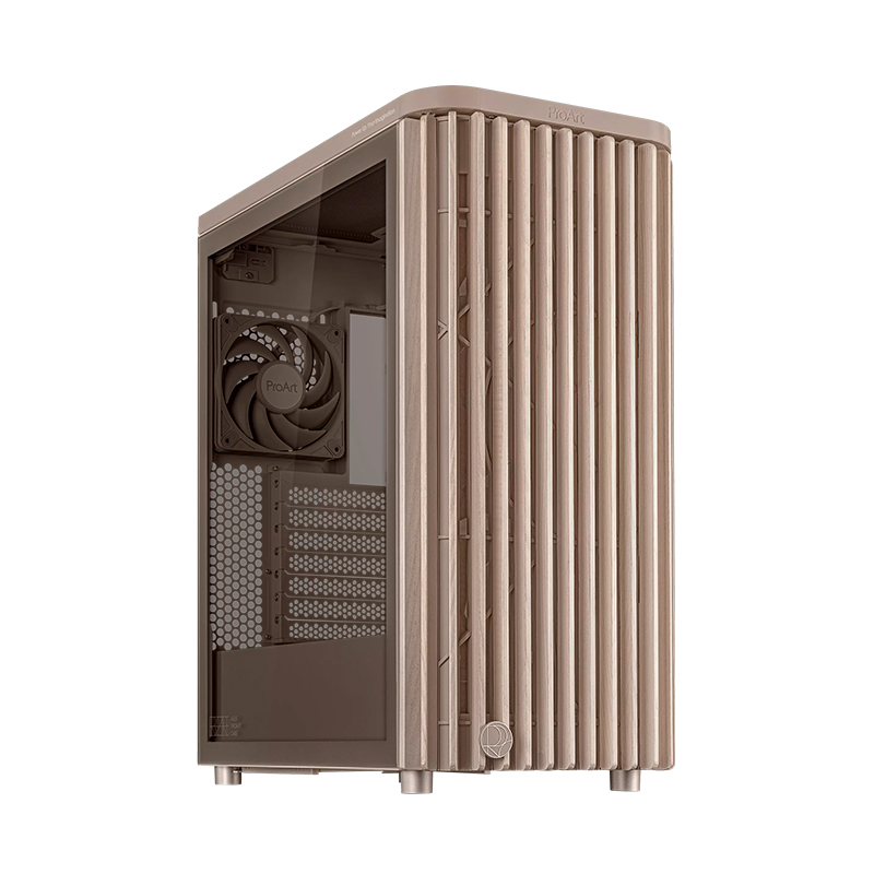 Case ASUS ProArt PA401 Wood Edition Beige - Tempered Glass Panel