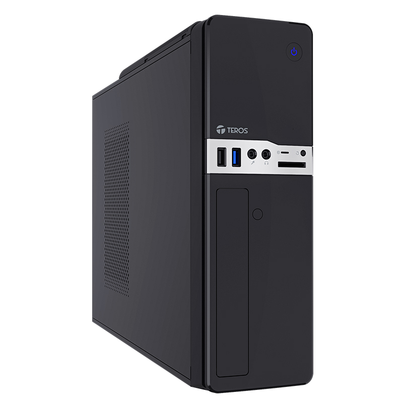 [444021] Case Teros TE-1032S, Slim, 250 W, USB 3.2 / USB 2.0, Audio HD, DVD, Negro