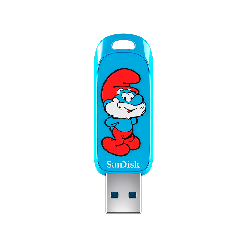 [489179] Unidad Flash Sandisk USB SMURFS, 128 GB, USB 3.2 GEN 1,USB-A, Hasta 130 MB/S