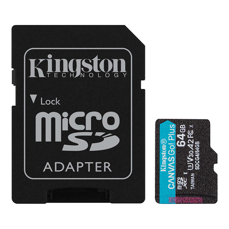Memoria Flash microSD Kingston Canvas Go! Plus, 64GB, con adaptador SD