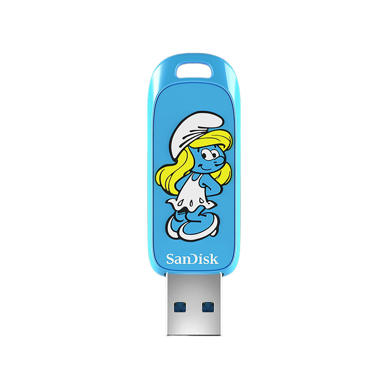 Unidad Flash Sandisk USB SMURFS, 256 GB, USB 3.2 GEN 1,USB-A, Hasta 130 MB/S