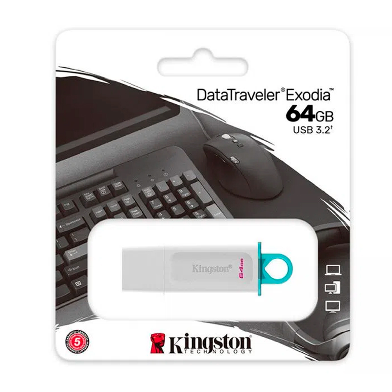 [374289] Memoria Flash USB Kingston DataTraveler Exodia, 64GB, USB 3.2 Gen 1, Blanco