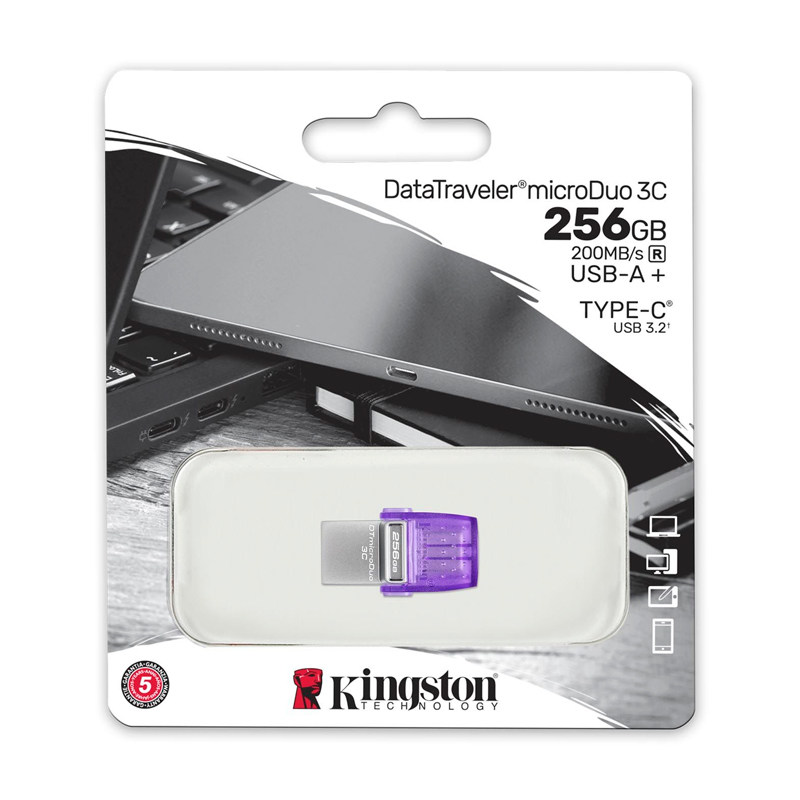 [419689] Memoria Flash USB Kingston 256GB DataTraveler microDuo 3C 200MB/s dual USB-A + USB-C