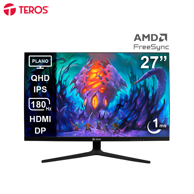 [461940] Monitor Plano Gaming TEROS TE-2769G, 27" QHD IPS, 180 Hz, 1ms, HDMI, DP, Audio