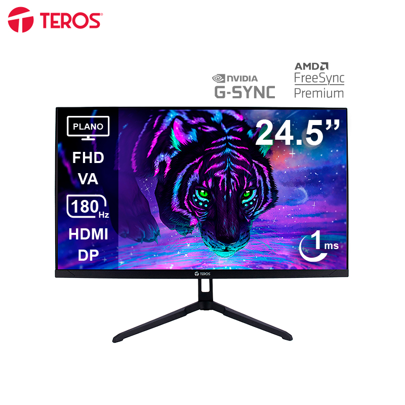 [473245] Monitor plano gaming TEROS TE-2475G 24.5" FHD VA 180Hz 1ms HDMI DP AUDIO OUT negro