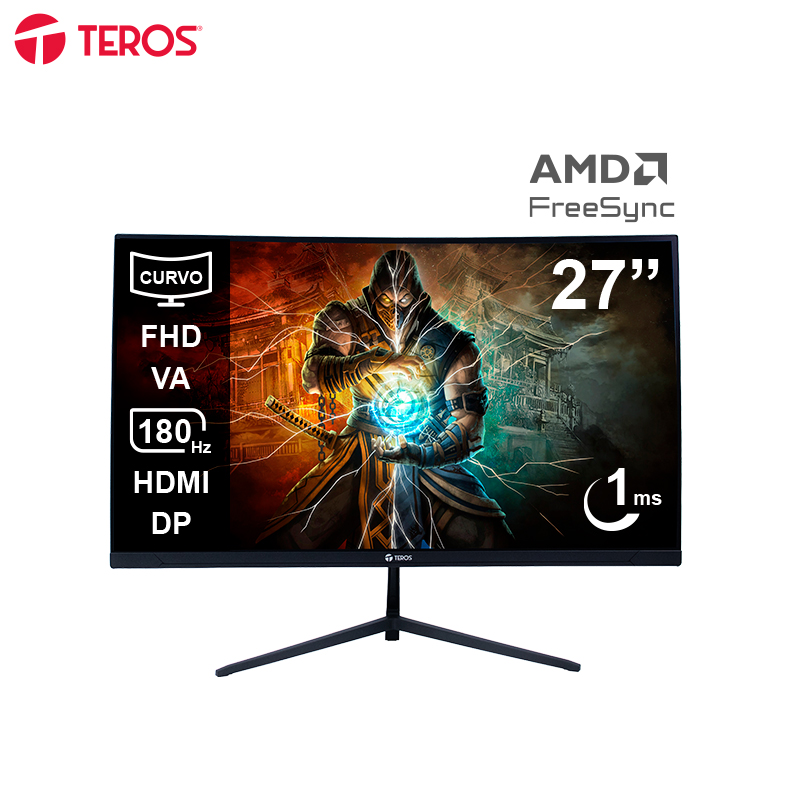 [484977] Monitor curvo gaming TEROS TE-2787G 27" FHD VA 180Hz 1ms HDMI DP AUDIO OUT Negro