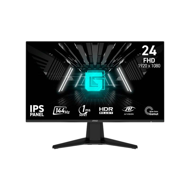Monitor Plano Gaming MSI G242L E14, 23.8" FHD IPS, HDMI ,DP, 144 Hz, 1 Ms, Color Negro