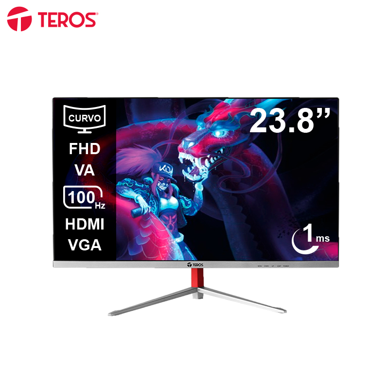 [442428] Monitor curvo TEROS TE-2402S 23.8" FHD VA 100Hz 1ms HDMI VGA