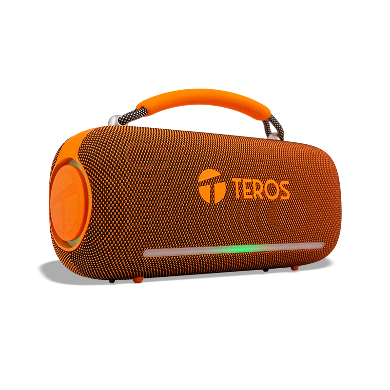 Parlante Inalámbrico Teros Vibes VB-6049, 60W, BT 5.3, 4000 MAH, USB, Luces LED, Orange