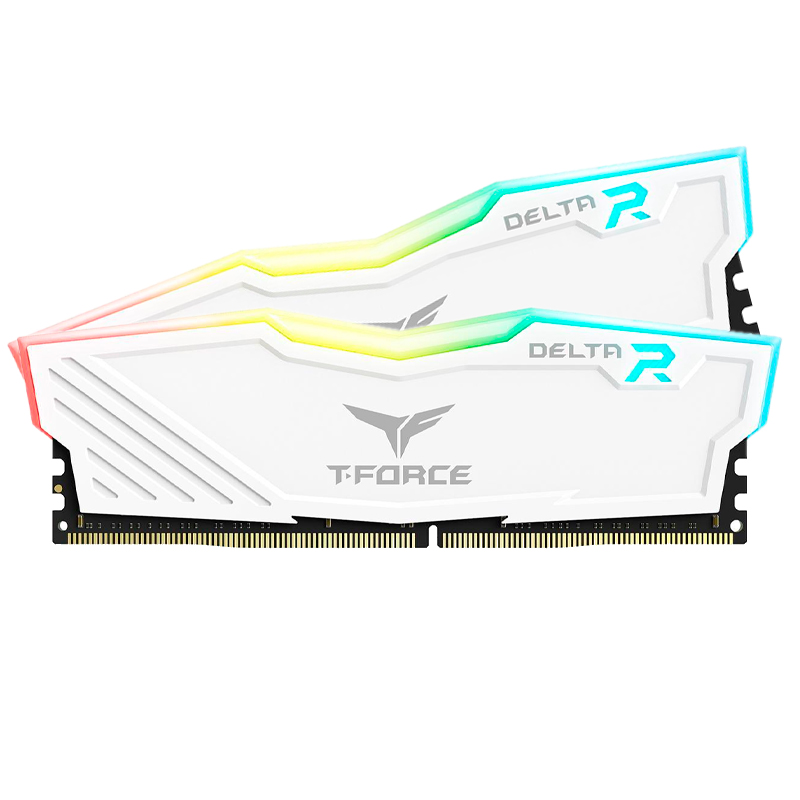 Memoria TEAMGROUP T-FORCE DELTA RGB 16GB (2 x 8GB) DDR4-3600MHz, CL18, 1.35V, RGB, Blanco