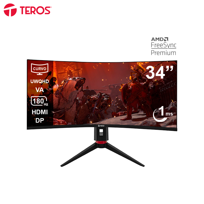 Monitor Curvo Gaming TEROS TE-3412G ,34" UWQHD VA, 180Hz, 1ms, HDMI, DP, Audio Out