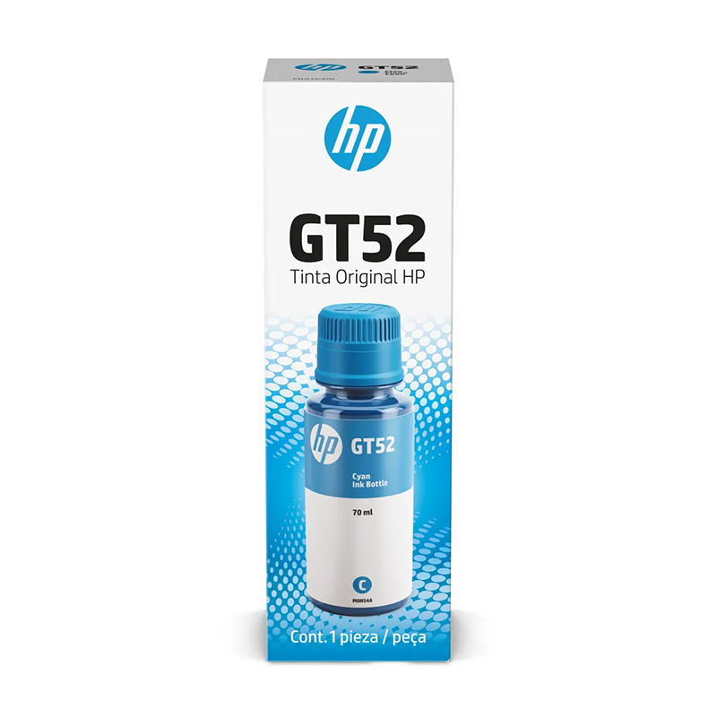 Botella de tinta original Cian HP GT52 (M0H54AL), 70ml.
