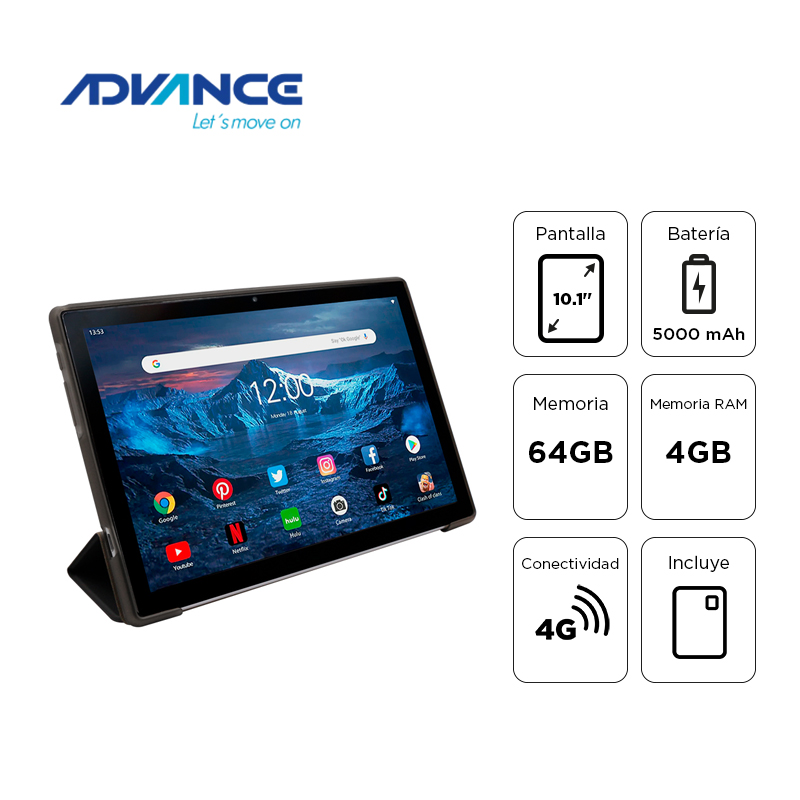 [493721] Tablet Advance SmartPad SP5706, 10.1" WXGA IPS, T310 2.00GHz, 4GB RAM, 64GB, Android 13