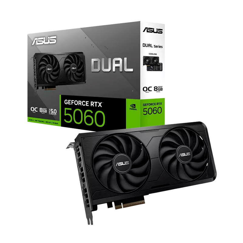 Tarjeta de video ASUS DUAL-RTX5060-O8G-EVO, 8 GB GDDR7, PCIe Gen 5.0