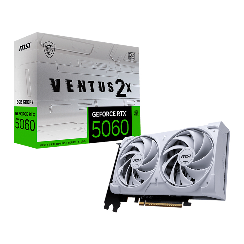 Tarjeta de video MSI GeForce RTX 5060 8G VENTUS 2X OC WHITE, 8GB GDDR7, PCIe 5.0 x16 (x8)