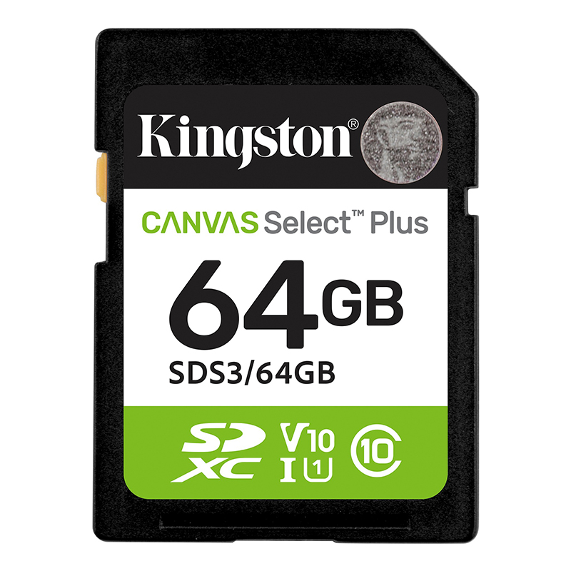 [497451] Memoria Card SD Kingston SD Canvas Select Plus, 64GB, categoría de velocidad: UHS-I/U1/V10