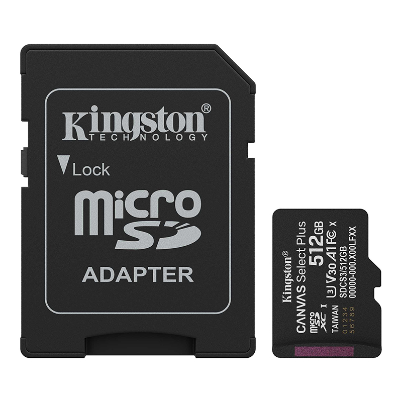 [489487] Tarjeta de Memoria Kingston 512GB MicroSD Canvas Select Plus -150MB/seg - UHS-I Clase 10