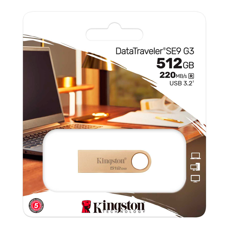 Memoria Flash USB Kingston DataTraveler SE9 G3, 512GB, USB 3.2 Gen 1 (Tipo-A)