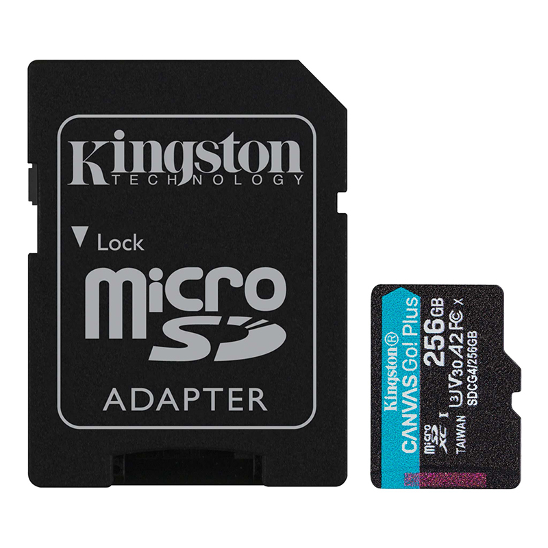 Memoria Flash microSD Kingston Canvas Go! Plus, 256GB, con adaptador SD